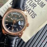 TRF V3 Swiss Rolex Day-Date 36 Rose Gold Black Dial Watch 2836-2 Movement